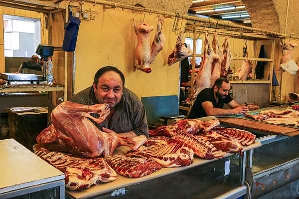 stand viande marché central Tbilissi
