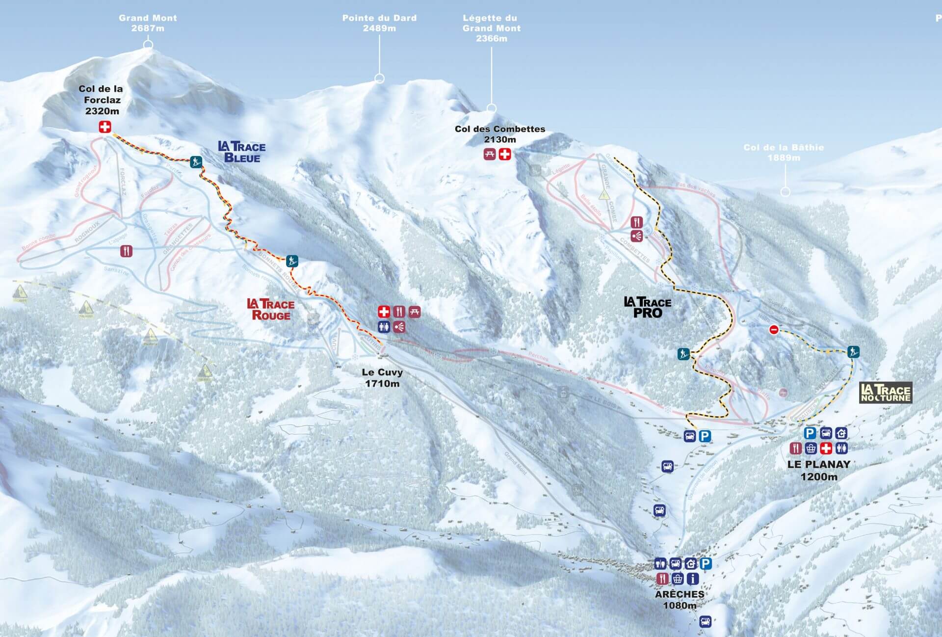 itinéraires de ski de rando balisés par domaine de ski alpin d'Arêches Beaufort