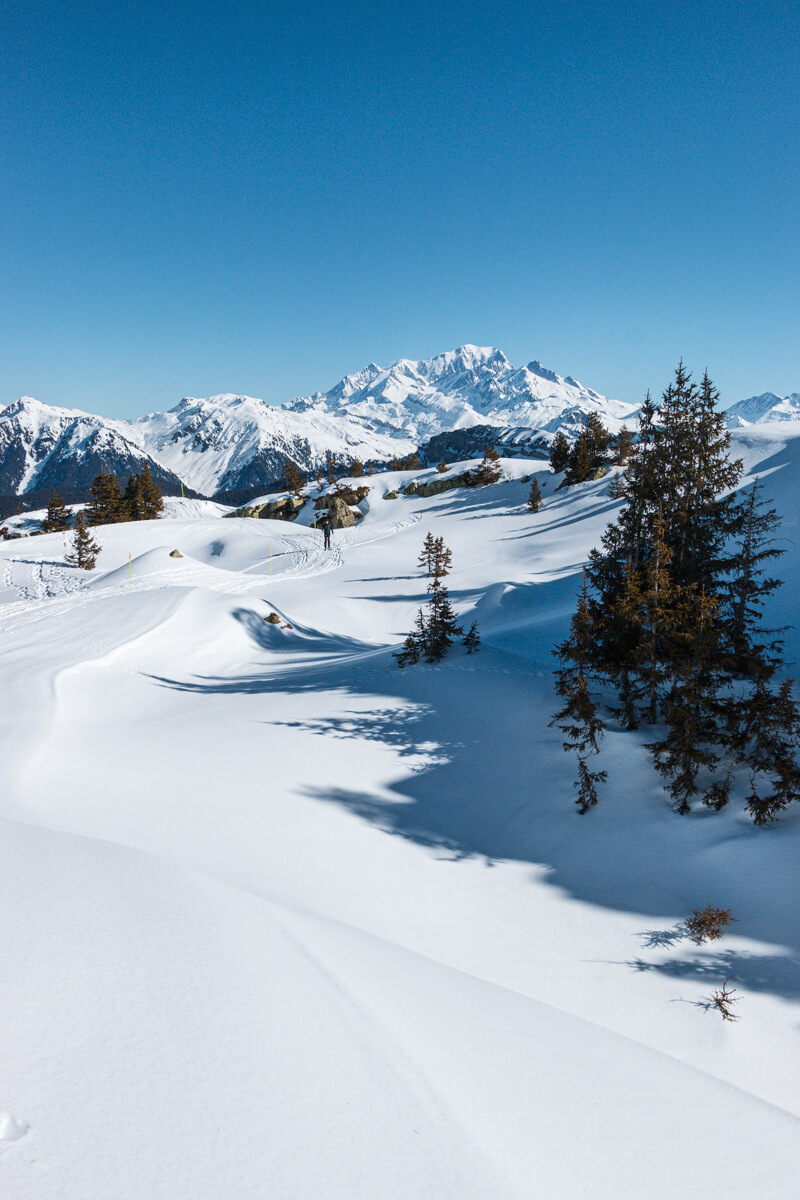 itinéraire ski de rando face au Mont blanc